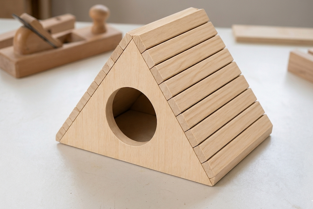Pyramid Wooden House for Rodents - Wooden Shelter