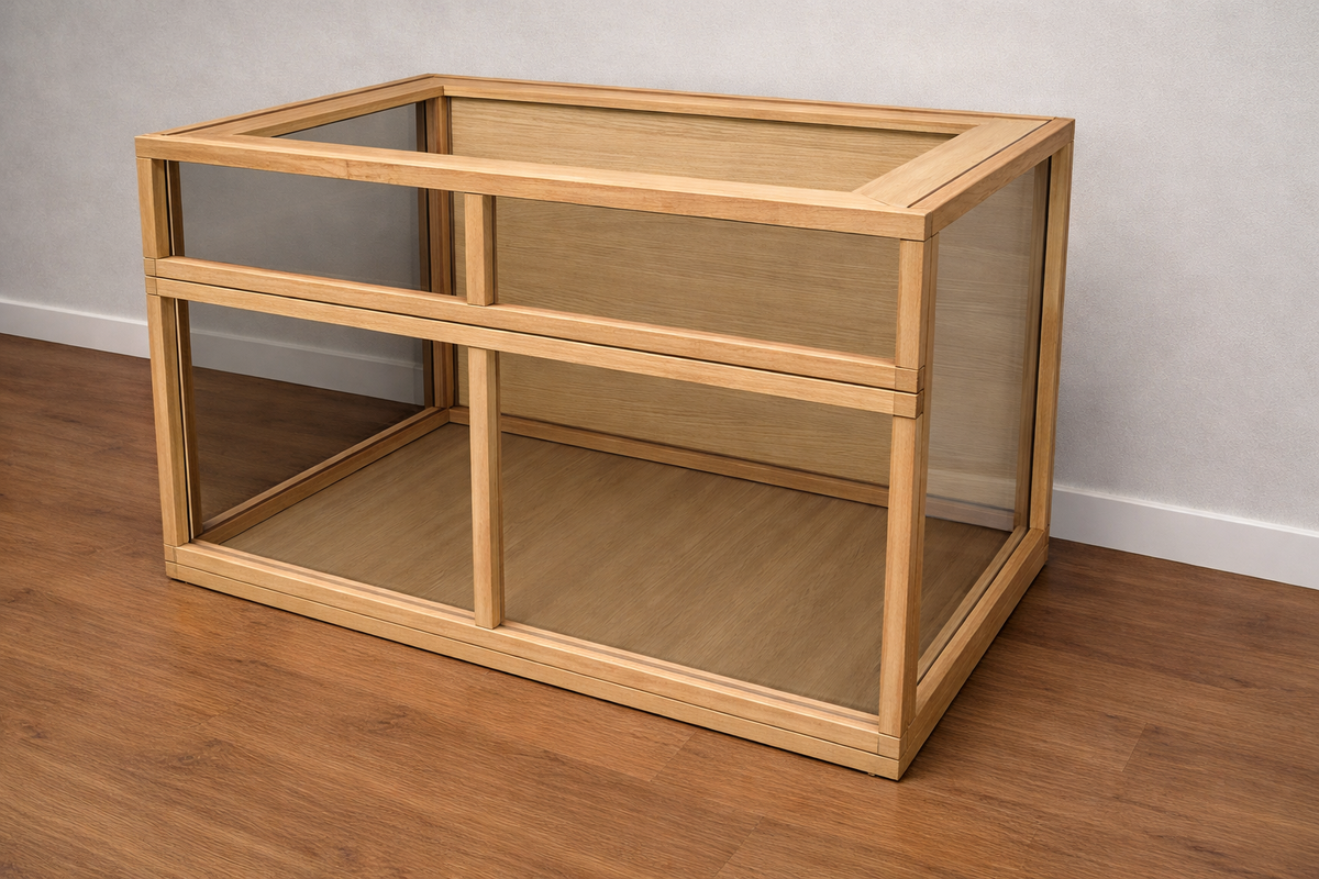Natural Wood Hamster Habitat with Plexiglass