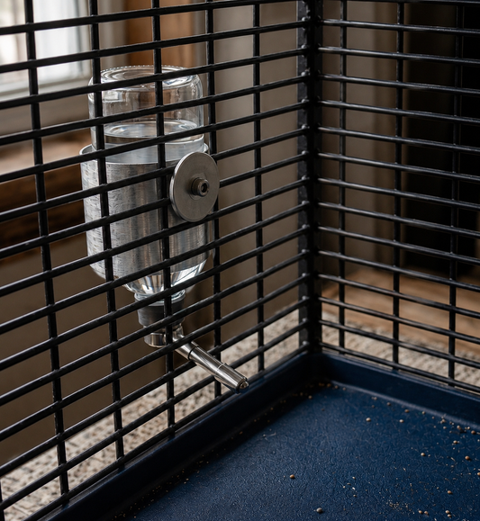Adjustable Aluminum Water Bottle Holder for Rodents – Bar Cage Mount