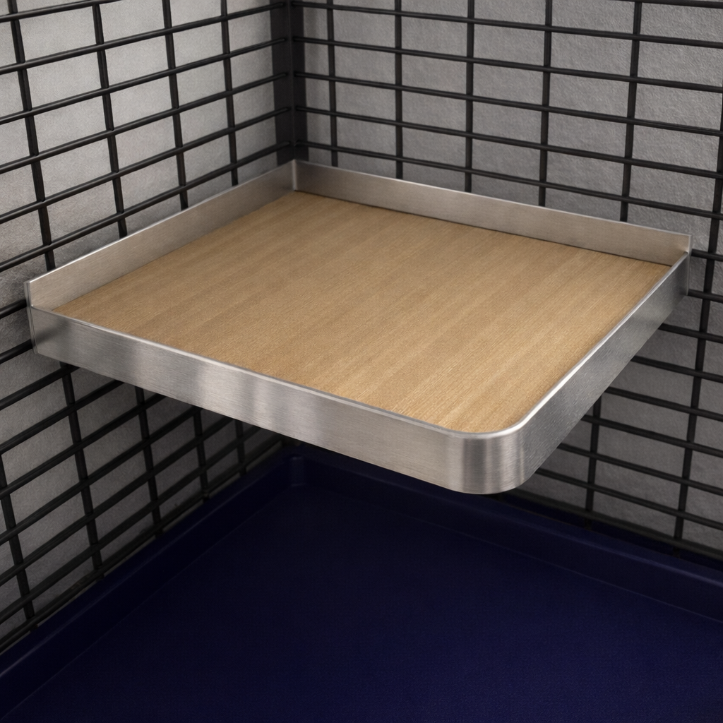 Waterproof Square Wooden Corner Shelf with Aluminum Edges