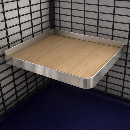 Waterproof Square Wooden Corner Shelf with Aluminum Edges