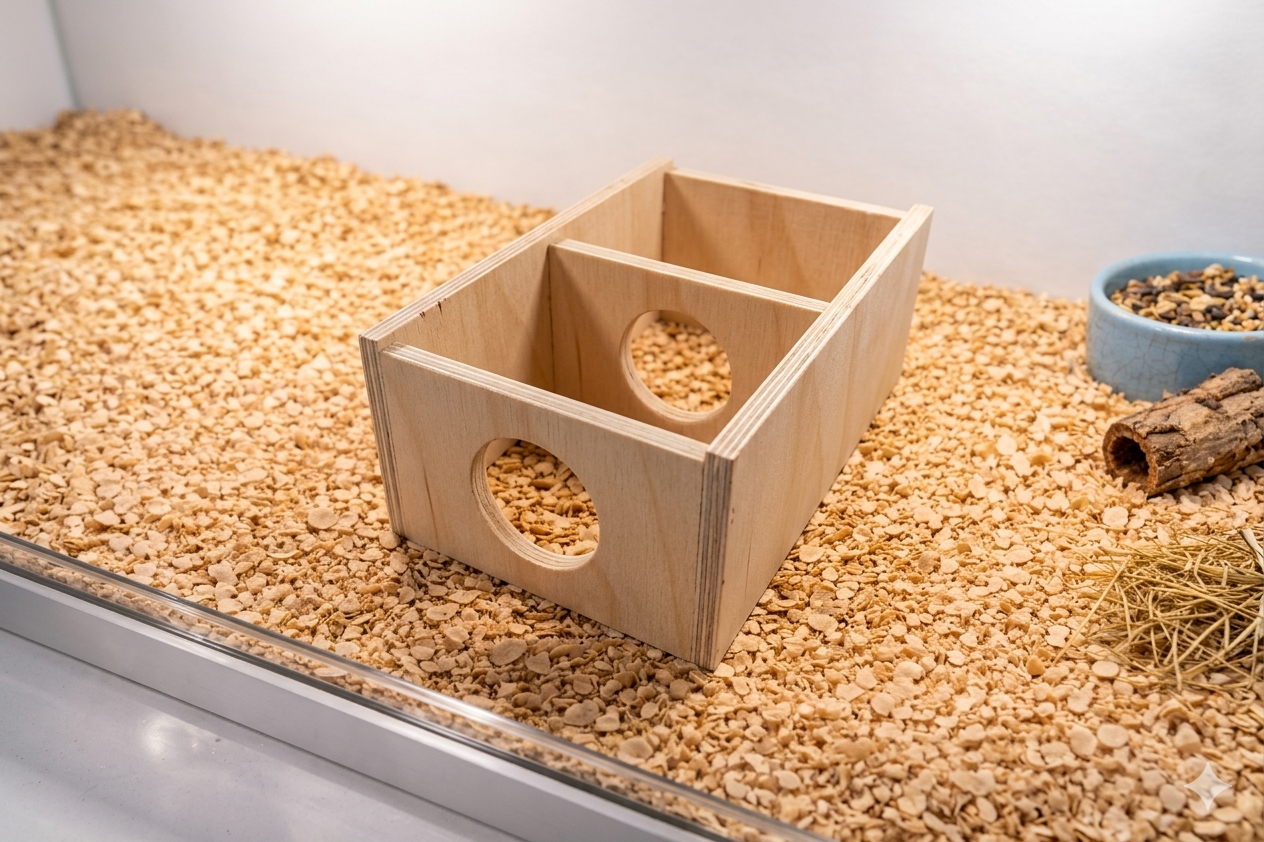 2-Room Natural Wood Hamster House 