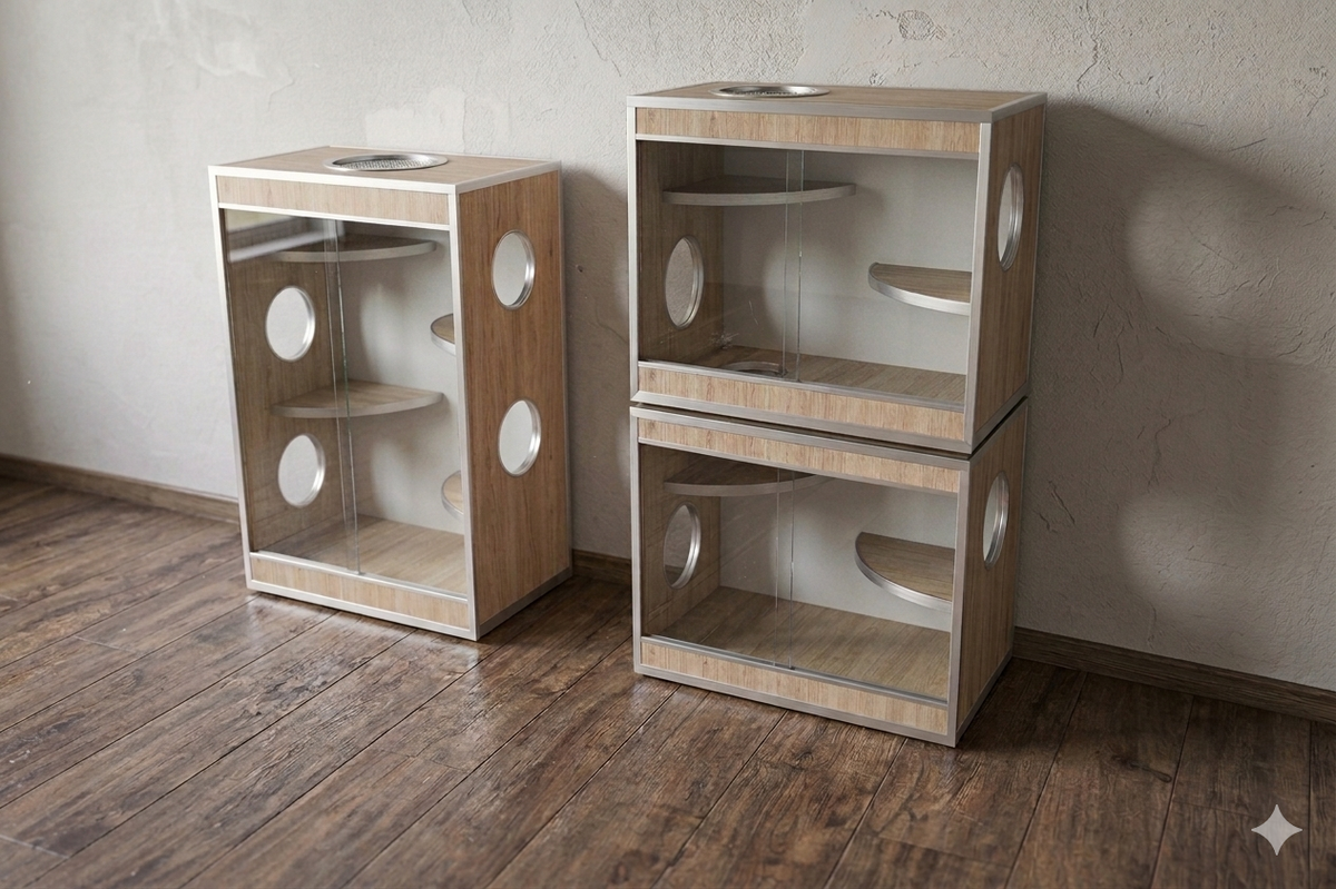 Dirt-Resistant Chinchilla and Degu Cage – Modular Wooden Habitat