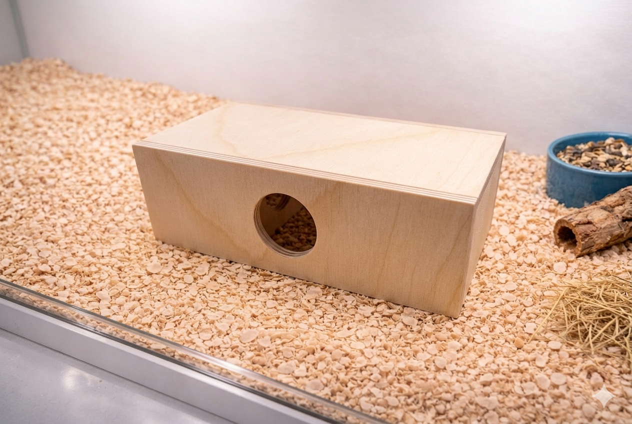 3-Room Natural Wood Hamster House 