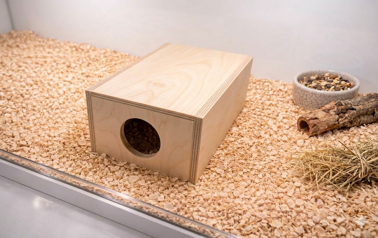 2-Room Natural Wood Hamster House 