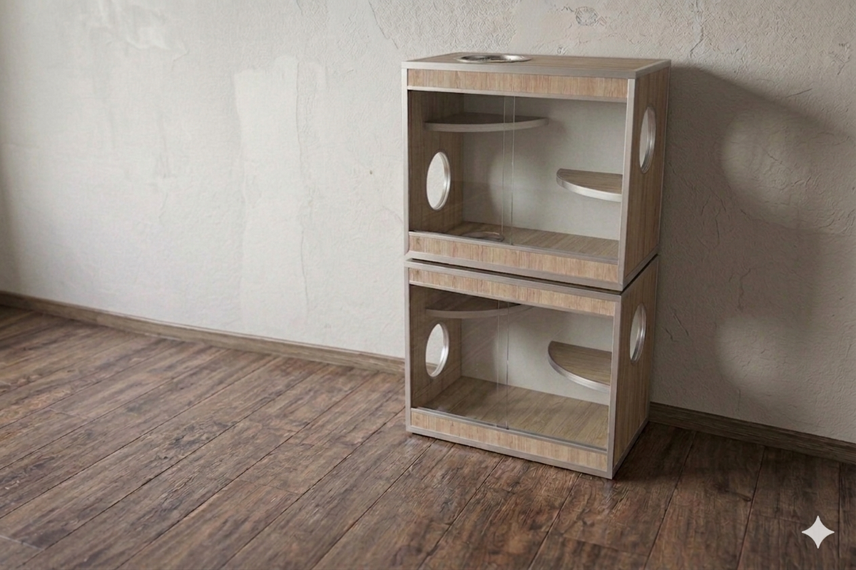 Dirt-Resistant Chinchilla and Degu Cage – Modular Wooden Habitat