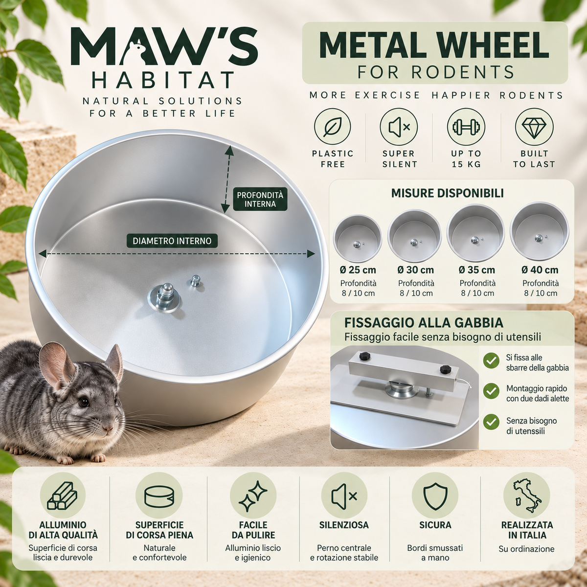 Silent Metal Rodent Wheel | For Rats, Degus, and Chinchillas